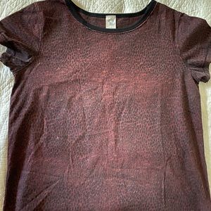 dark red & black leopard free people t-shirt